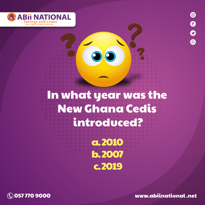 ABii_National's tweet photo. In what year was the New Ghana Cedis introduced?
a. 2010
b. 2007
c. 2019
Drop your answer in the comment section.
#weekend #weekendteaser #Friday #staysafe #stayhome #covid19 https://t.co/5hIZlxUQpB