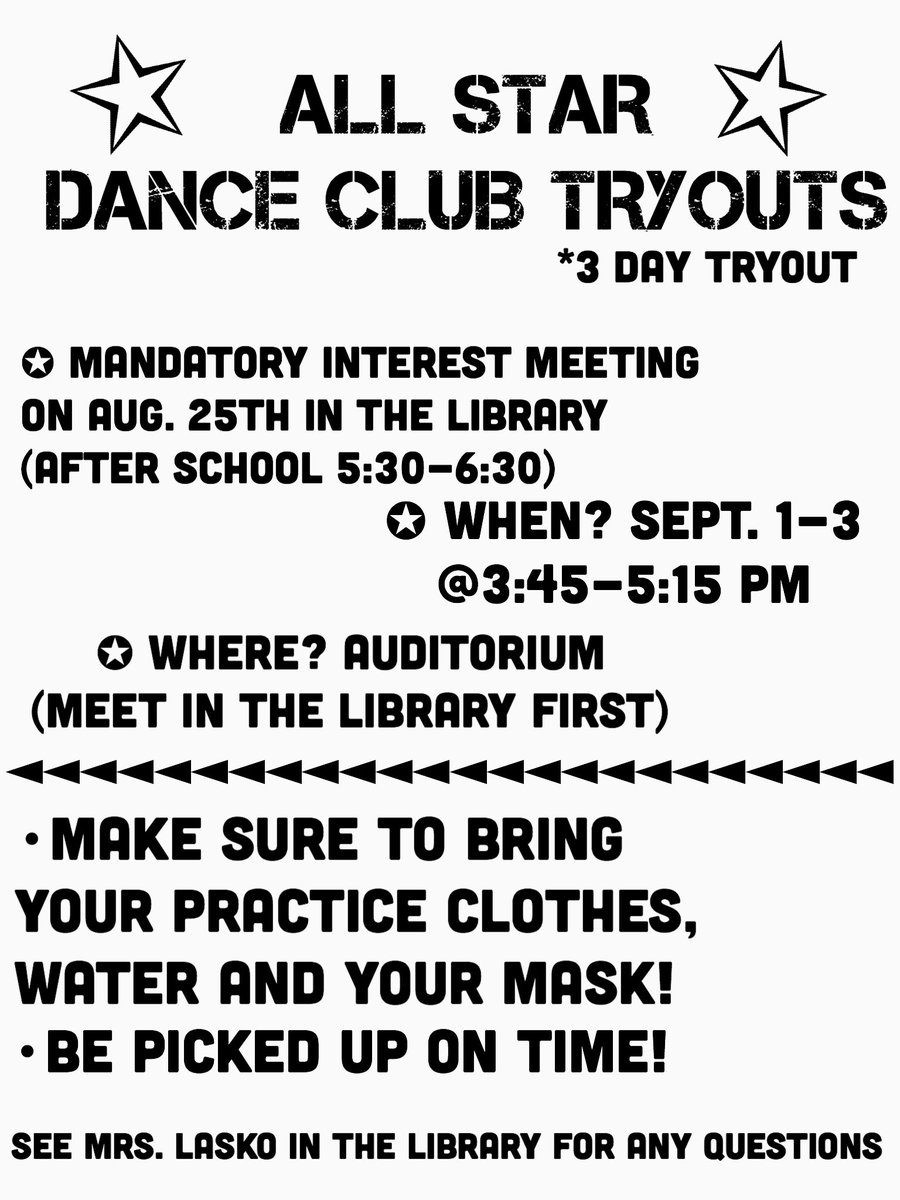 RVHS_AllStars's tweet photo. Hope to see you there !! 🚀🔥 If you have any questions, contact Mrs. Lasko in the library or through email laskox@rcschools.net ✨ https://t.co/zXSMbQBmz6