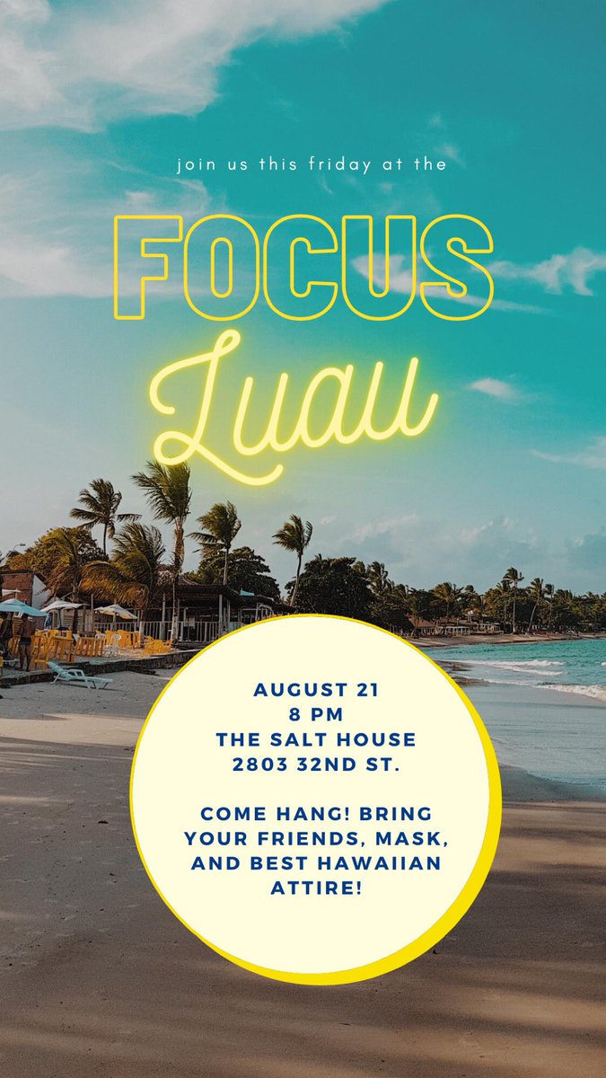 Tonight’s event is a Luau party, lead by our FOCUS missionaries. Starts at 8:00! Make sure to wear your best Hawaiian shirt!