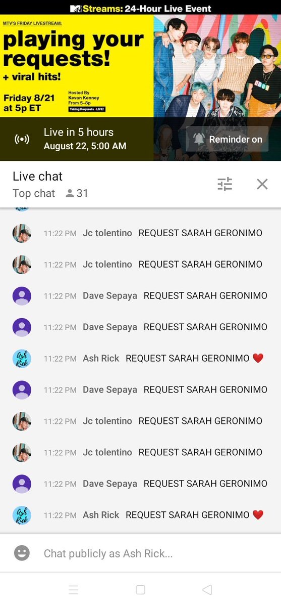 ashrick97's tweet photo. Warm up lang ❤

REQUEST @JustSarahG @MTV #FridayLivestream https://t.co/xH3I8jyFyW