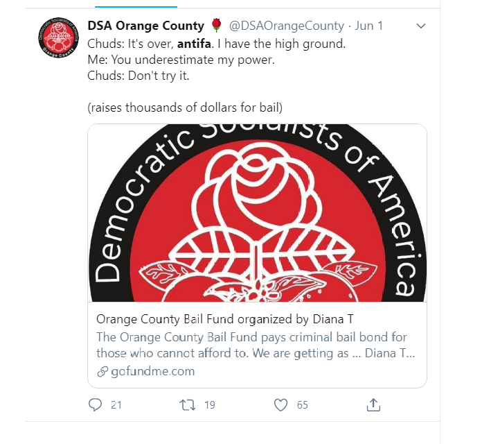 During the riots, I saw the DSA and Antifa talking and coordinating openly on Twitter. It now appears they deleted all that activity.But we still have this,