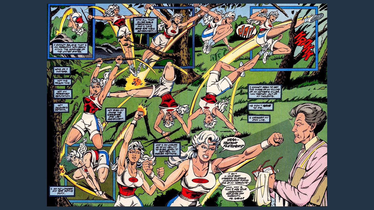Look at all of her acrobatics. This is after she came out of jail. - Silver Sable (1992) #31