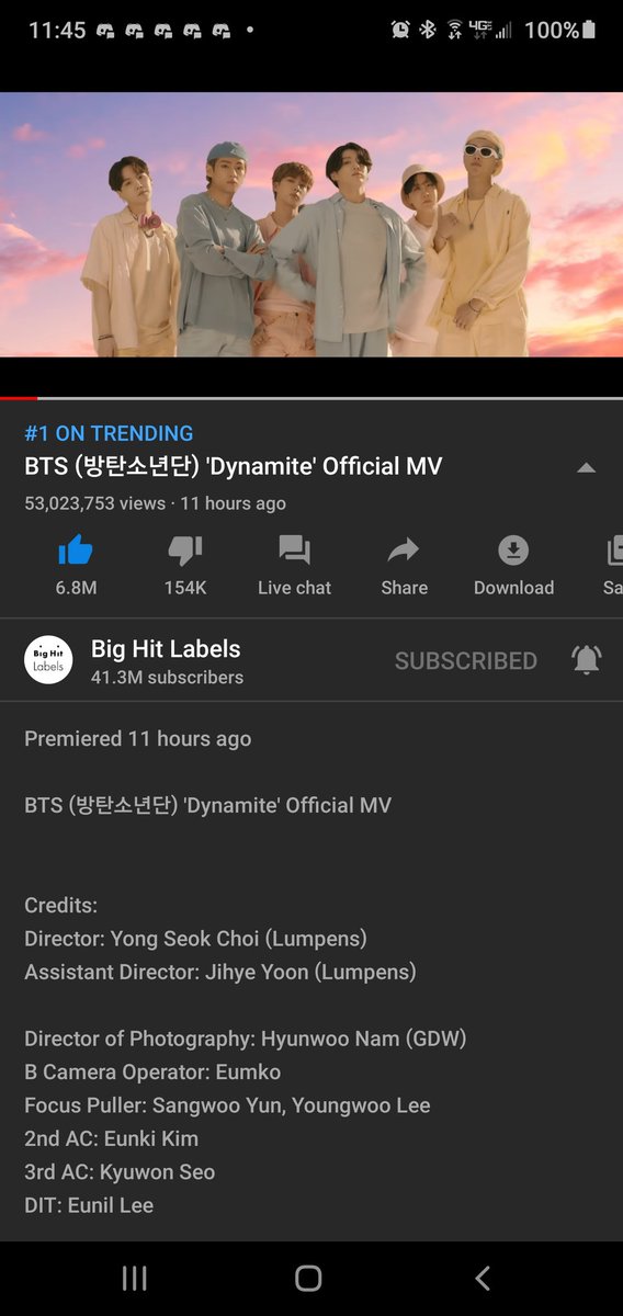 MaireRuadh's tweet photo. #BTSDynamite is #1 Trending on YT again! (Also 53M... again.)
#DynamiteListeningParty #DynamiteIsHere #DynamiteMV #BTSARMY #Dynamite #FridayVibes #LightItUpLikeDynamite #Dynamite_Soultrain https://t.co/uyYEtxHzKM