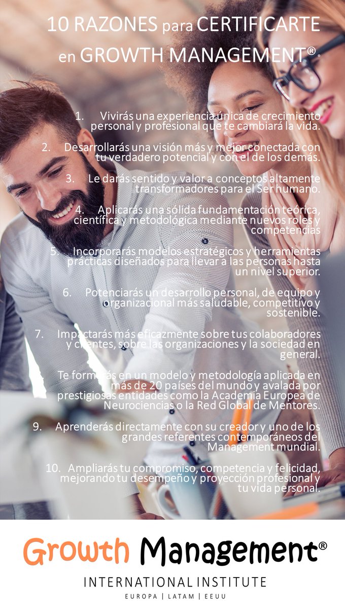 Estas son sólo algunas razones por las que profesionales y líderes de empresas se certifican en Growth Management ¿cual es la tuya?. 

Descubre más en: thegrowthmanagementscience.com/inmersion-prog…

Próxima convocatoria Octubre
¡Te esperamos!
#GrowthManagement