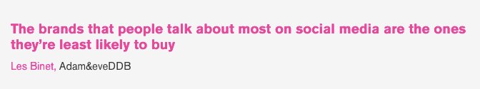 There’s very little correlation between how much people talk about brands on social media and how those brands do in the real world,’ says Les Binet. bit.ly/3iVRTRU #brand #strategy