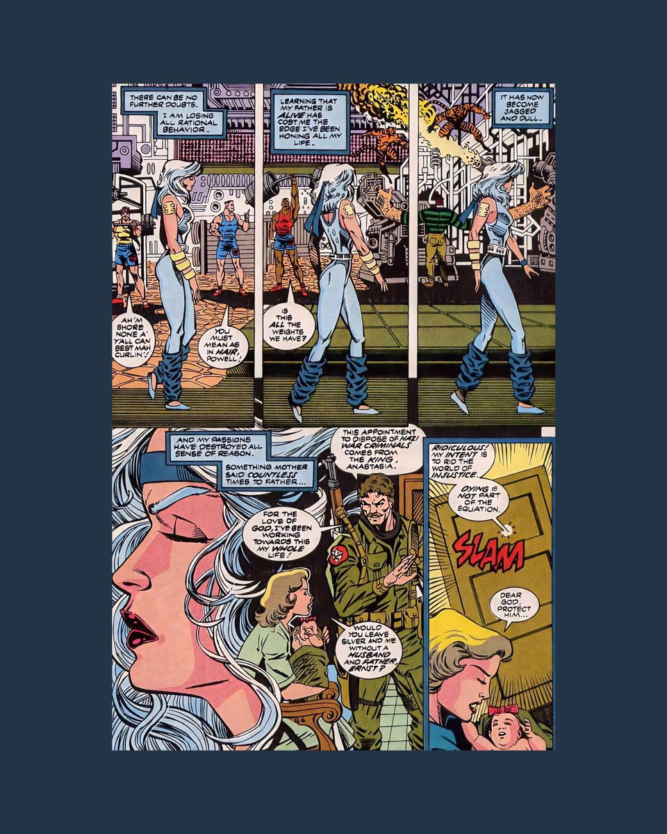 This continued to her origins. Her father was never there for her when she was small.- Silver Sable (1992) #9 pg 5-6