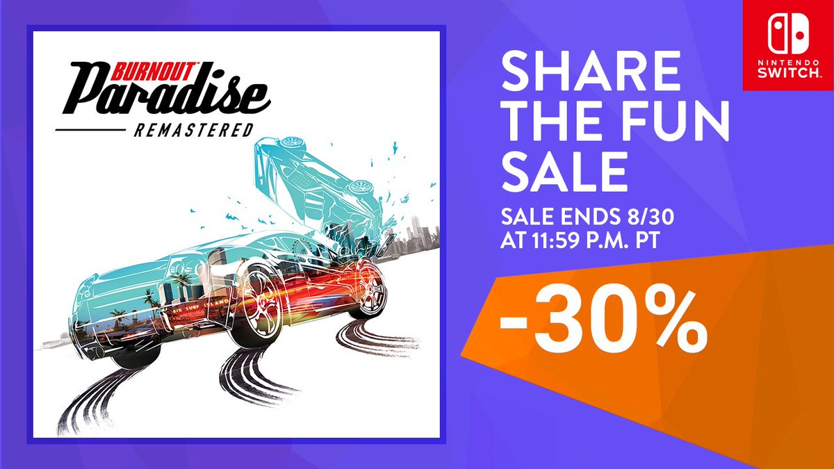 No better way to get into #BurnoutParadise Remastered on #NintendoSwitch than with a sale! 
🚗💨
👉nintendo.com/games/detail/b…