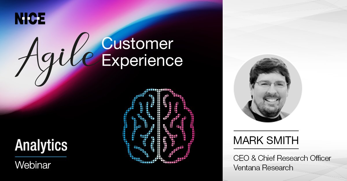windsortanner's tweet image. WEBINAR: Future-Ready with #CustomerExperience #Analytics - Be agile and ready for ensuring business continuity
Presented by: Mark Smith, Ventana Research and Abby Monaco, NICE Nexidia
Thursday, August 27th at 11:00AM ET / 4:00PM UK Time

REGISTER NOW &amp;gt;&amp;gt;
okt.to/7gtLUK