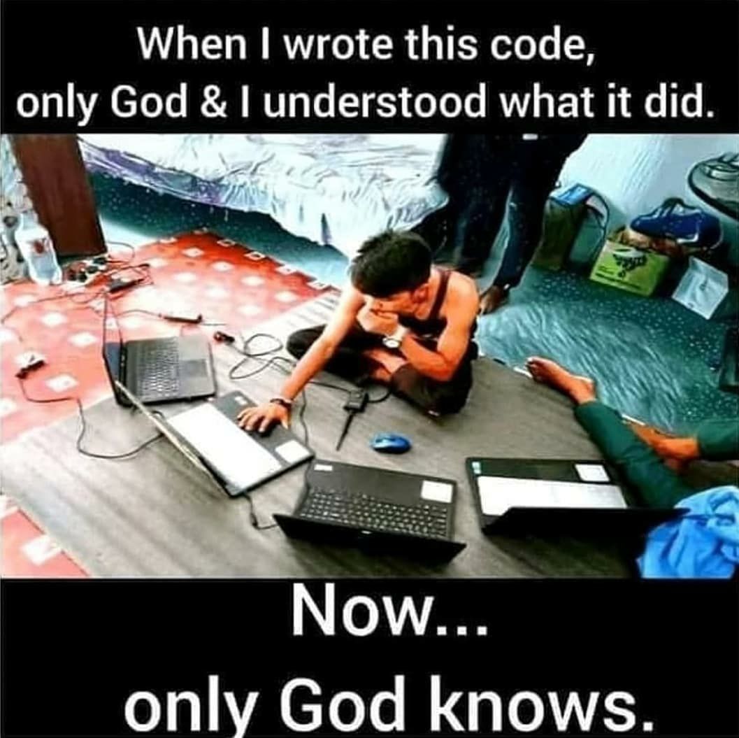 promptdeploy's tweet image. Has it ever happened to you that you wrote a code but after sometime even you can't understand what does that code do??
It happens with me everytime 😂😂
#coding_starts_with_c #codinganddecoding #codinglife #creativecoding #coding #programminglife #languagelearning