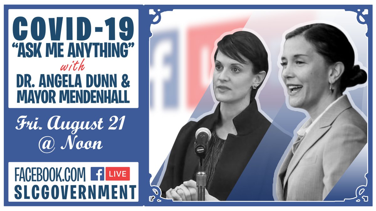 SLCgov's tweet photo. #COVID19 "Ask Me Anything" with @DrAngelaCDun & @slcmayor today at noon at https://t.co/9MvqsJcVmC. Find out what #SLC resources are available to support, how to continue to stay safe & help slow the spread of COVID19. ASL interpretation will be provided for this event. #SLCAMA https://t.co/FcPEbpOOP4