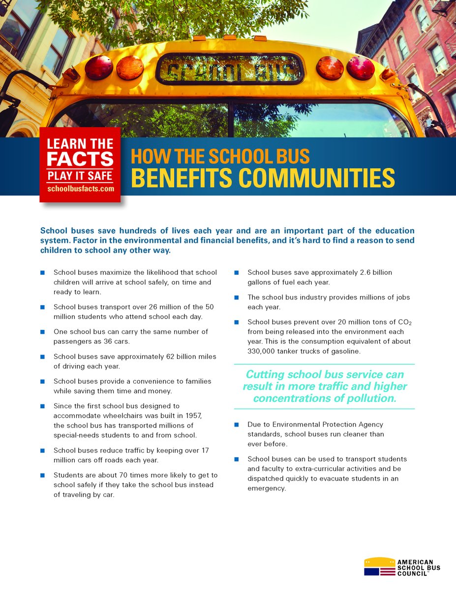 WeLoveTheBus's tweet photo. Less traffic, cleaner air &amp;  more affordable transportation—just some of the benefits that the #schoolbus provides. Since the bus is the safest way to travel to and from school. #yellowbus Learn more: https://t.co/Ez0AMsXmMo https://t.co/LbLNaVxRgg
