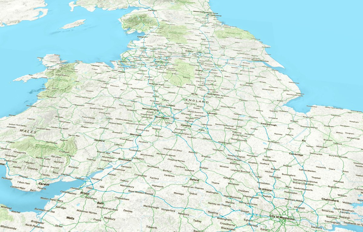steveattewell's tweet image. There&apos;s a live version of my 3D @OrdnanceSurvey Open ZoomStack map here steveattewell.com/zoomstack3d/

I&apos;ve thrown in some colour tweaks using CSS and some @CesiumJS fog adjustments for prettiness. This is fun! Seems to work ok on phones too. #WeAreOS #OSdevelopers