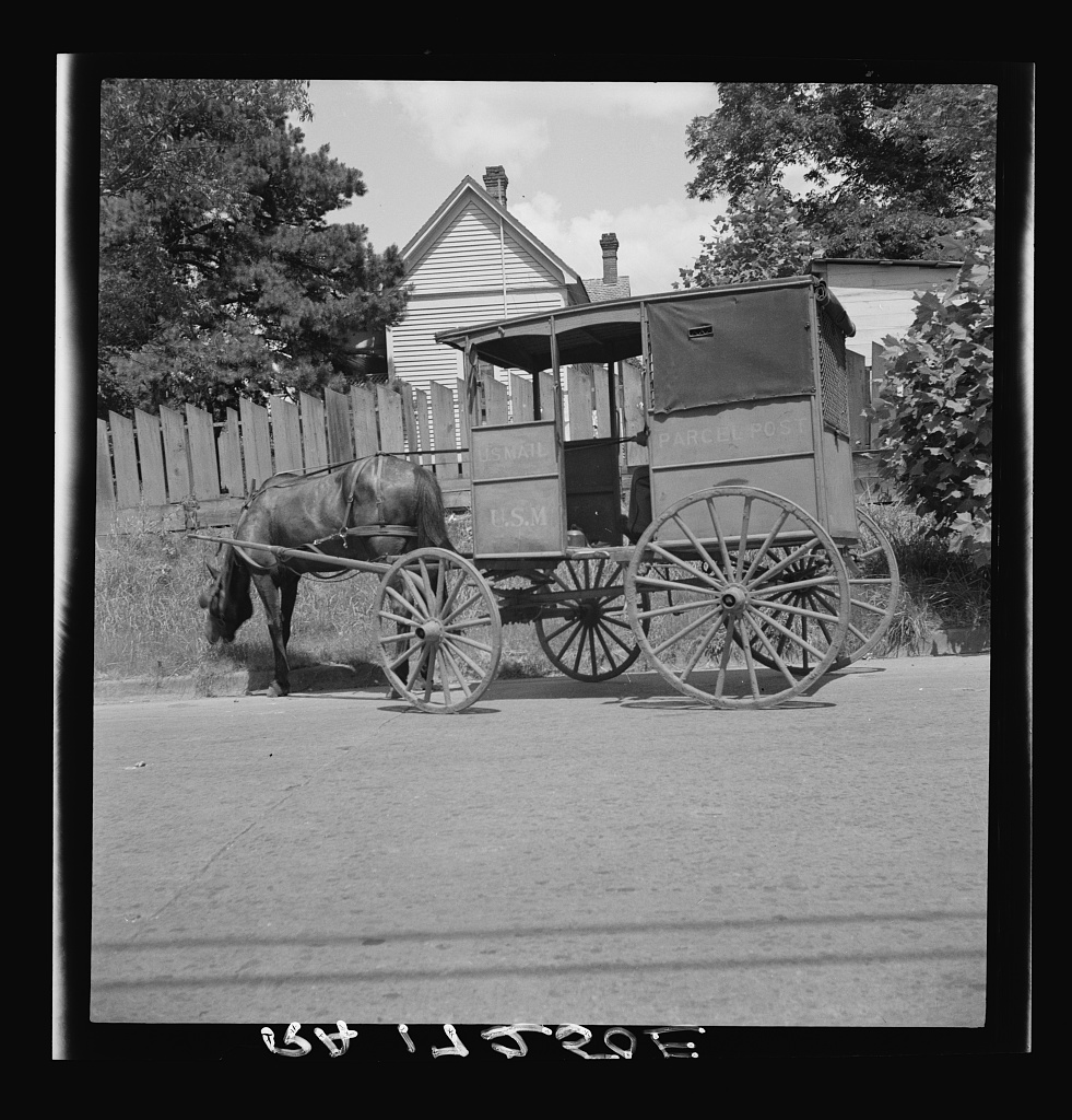 Finally, I had to save Dorothea Lange for last. "Mail Wagon, Marshall, Texas," June 37. For FSA. Give your mail carrier a socially distanced thank you today. Where would we be w/o  @usps?  #SaveUSPSCredit: LOC, Prints & Photographs Division, FSA/OWI Black-and-White Negatives.