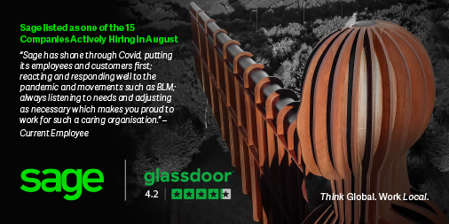 SageCareers's tweet photo. @sageuk has been recognised by @Glassdoor as One of the 15 Companies Actively Hiring in August. Covid19 may have changed where we work, but it hasn't limited our growth. Take a look to see if you can be part of our journey! #WeareHiring #LifeatSage

https://t.co/w9ZXFivtpN https://t.co/eHCEocGEgZ