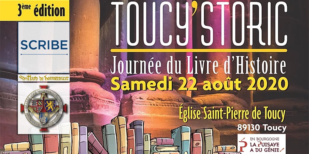 GLNFofficial's tweet photo. Pour la 3e édition de #ToucyStoric, Journée du Livre d'Histoire, ce samedi 22 août 2020 à Toucy, dans l’Yonne, la GLP de Bourgogne-Franche-Comté répond présent sur le stand SCRIBE #VillarddeHonnecourt. Venez à leur rencontre ! https://t.co/Dbi2RRKBoT #GLNF #scribelibrairie https://t.co/jcnen3bVnK