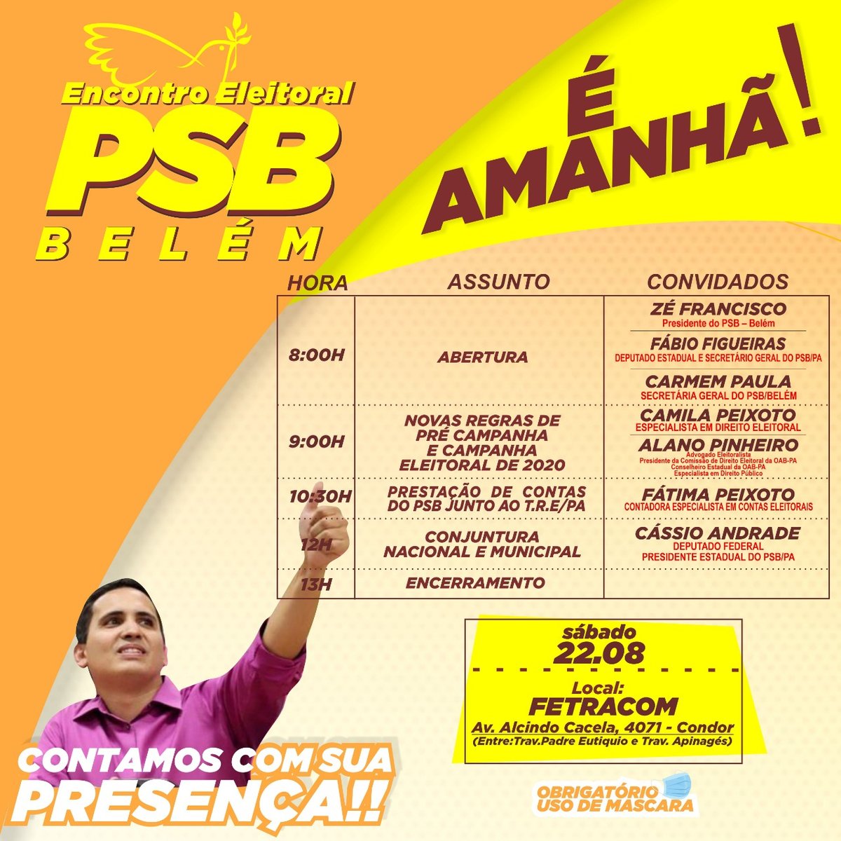 psbpara's tweet photo. É AMANHÃ !!
Encontro eleitoral do PSB-Belém!!

#dicasdopsb40 #psbmaisforte #psbpara #psbeleicoes2020 #psb40partidodaboapolitica #informepsb40 https://t.co/MbovsaXKAB