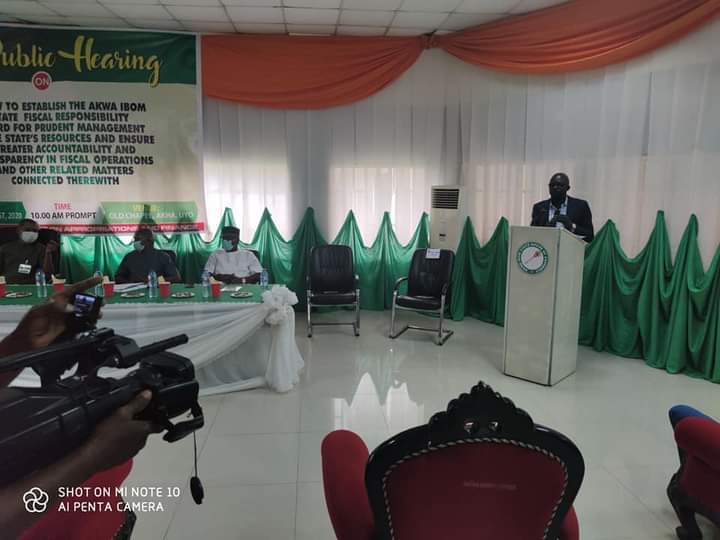 PolicyAlertNG's tweet photo. #TodayInPolicyAlert 
Our E.D, @Tijahbolt giving a presentation at the Public Hearing on "A law to establish the AKS Fiscal Responsibility Board for Prudent Management of the State's resources and ensure greater accountability and transparency in Fiscal Operations. https://t.co/U0OMVvSl0Y