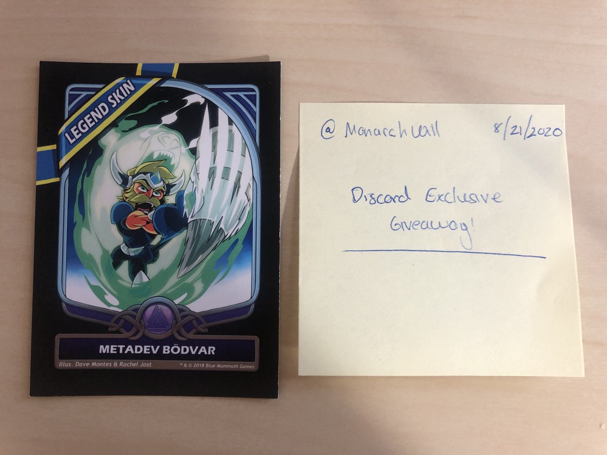 MonarchWill's tweet image. Brawlhalla Metadev Bodvar Giveaway

❗️Discord Exclusive❗️

To join:
1) Follow ✅
2) Like ♥️
3) Retweet🔃
4) Most importantly: Join discord.gg/2SkMvey and react to the giveaway post.

Ends 8/28 12 PM EST

#Brawlhalla #Metadev #Bodvar #Giveaway #Discord