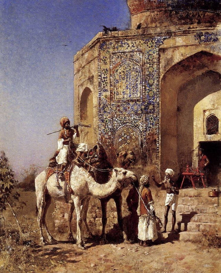 At the Barber’s, 1880 | The gun buyer, 1880 | A Festival at Fatehpur Sikri | Old blue-tiled mosque outside Delhi, 1885