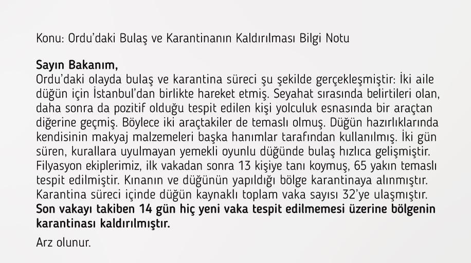 Özetini okuyacağınız olay, belirtileri olan bir kişinin, kurallara uyulmaması sonucu, 32 vaka sayısına ve karantinaya yol açmasının hikâyesidir. İyi haberle gündem olalım. Her yakınlık mutlu sonla bitmiyor.