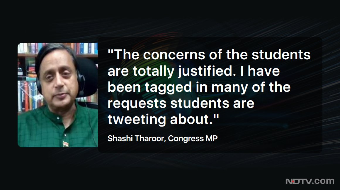 #ProtestAgainstExamslnCOVID | Congress MP Shashi Tharoor to NDTV 

#BigFight