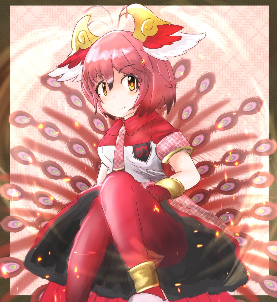 けものフレンズ スザクさま初描いてみたよ 朱と金のカラーリングがかっこよすぎる けものフレン 才羽のイラスト