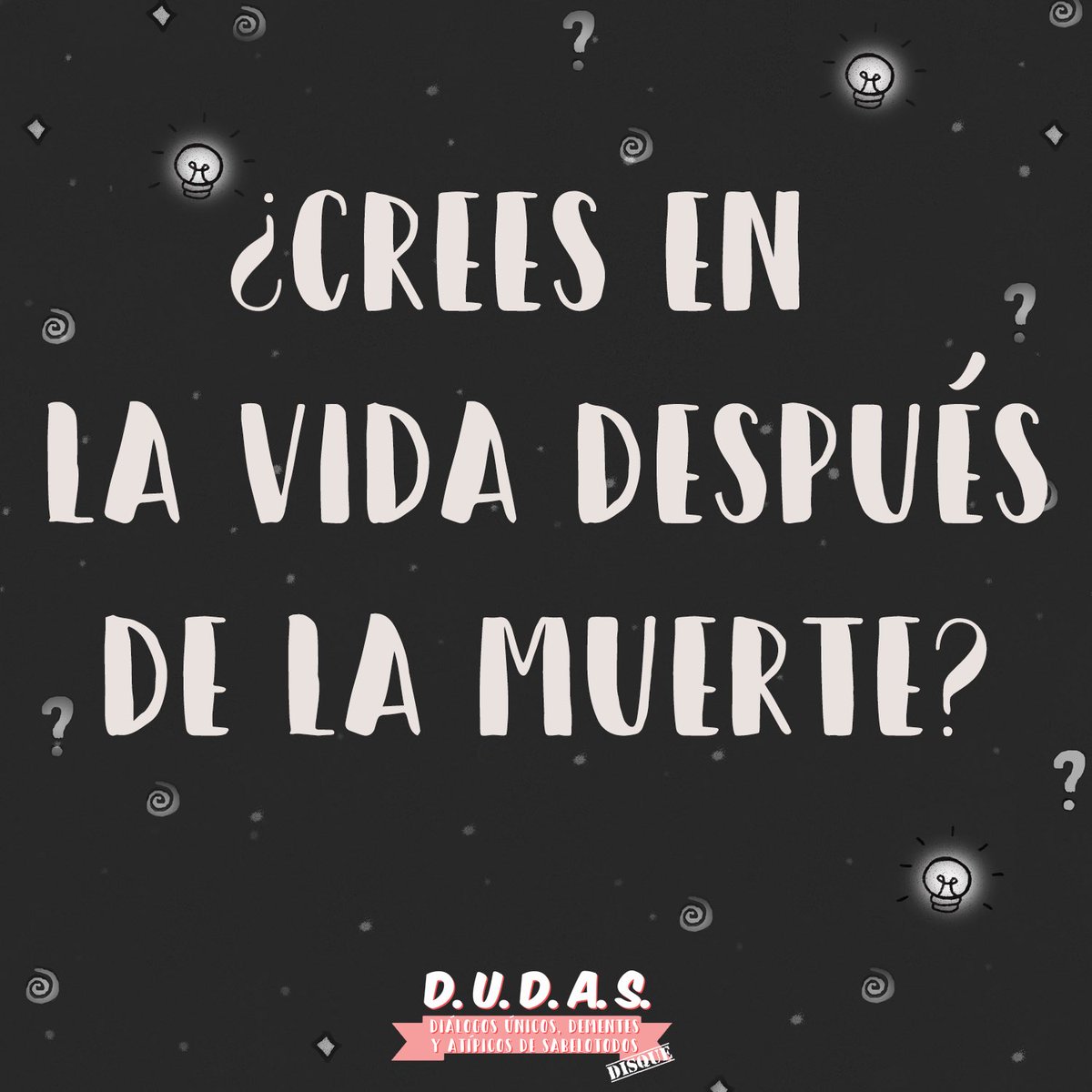 dudologos's tweet photo. ¡Hola! Te dejamos la pregunta de nuestro nuevo episodio de #DUDAS nos encantaría leer tu respuesta: #UnaTragicomediaLlamadaMuerte.🎭💀 

▶️https://t.co/YCOjFb43nG
▶️https://t.co/HDH54QV8PW
▶️https://t.co/9O02ORlbKD https://t.co/hJIHavAXpr