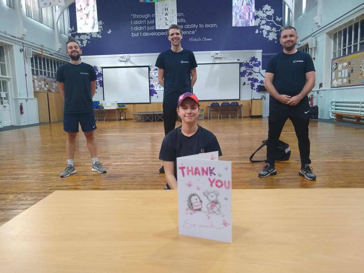 SaschaMacDonald's tweet photo. As the dust settles and the sun sets on the @Evolve_Impact Summer Camp @CrossleyHallPAY, the staff line up to take a bow. But what's this, a card from one of the parents. We're used to getting these from children, but parents? #HealthyHolidaysBradford https://t.co/brCtcmHSC9
