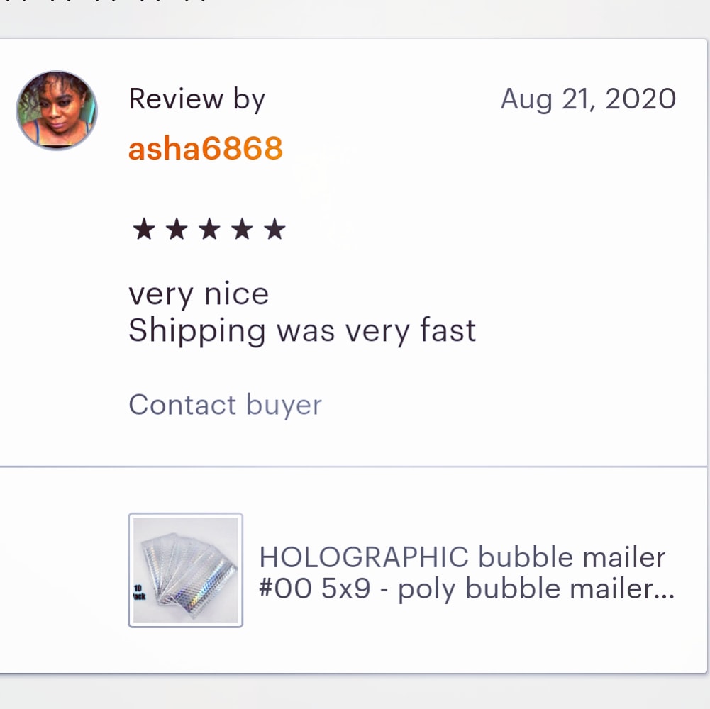 JeanysT's tweet photo. Thanks for the review asha 😉💕

#bubblemailer #holographic #polymailer #polybubblemailer #metallic #silver #paddedenvelope #fl #florida #etsy #etsyshop 

https://t.co/3KYDiDf9nR https://t.co/Pr3Jw5SexI
