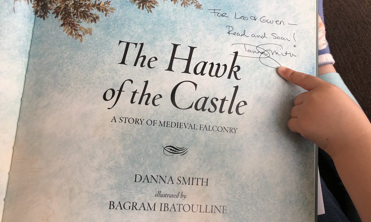 ByAllisonStrick's tweet photo. Our autographed copy of The Hawk if the Castle arrived from @dannasmith8 — a prize from #pbfest! My kids love it, and now we’re going to need a pet hawk. 🤔 https://t.co/3sohKLyi6E