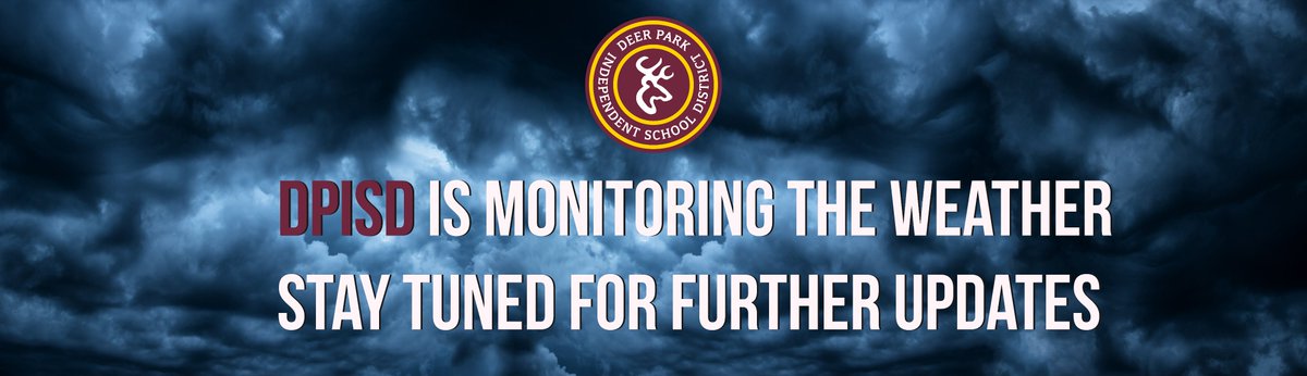 DPISD's tweet photo. District administrators are closely monitoring the situation in the Gulf of Mexico and the possibility that a significant weather system could impact our area early next week. For today's full parent message, go to https://t.co/0VaRTMAbaG. https://t.co/00FGeNYnc6