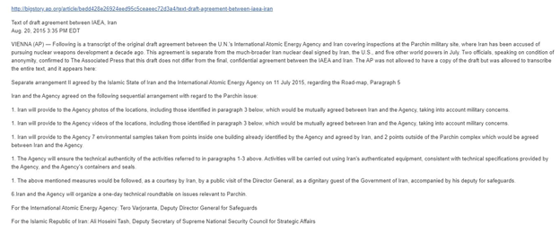 24)Important reminder:Aug 2015—AP revealed secret side deal allowing Iran to self-inspect nuclear facility where they conducted nuclear weapons work. Team Obama used their favorite echo chamber authors to attack AP.AP responded by publishing the side deal.h/t  @omriceren