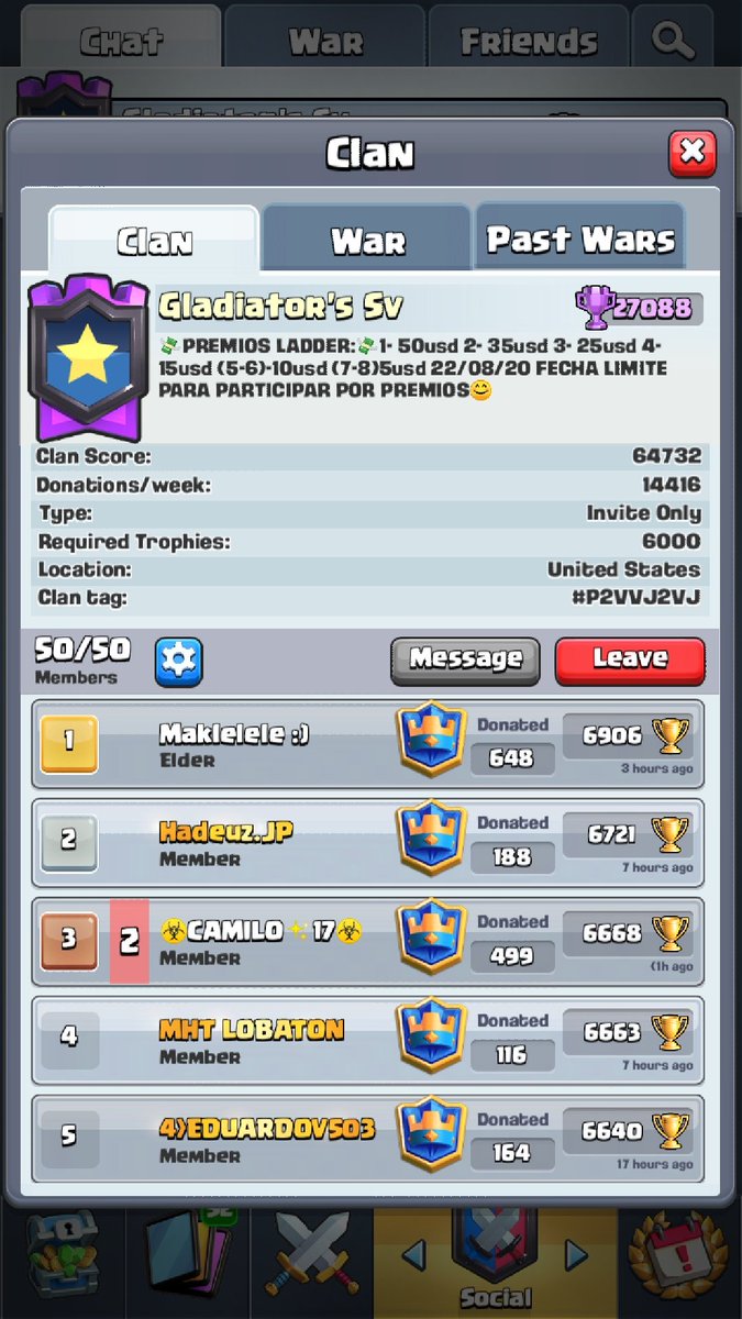 Comunicarles que ya solo hoy y mañana queda chanse para que puedan participar por premios gente  ultimoa 2 Dias si quieren pertenecer al clan mandar un MD seles respondera lo mas rapido posible.  

Feliz Dia Gente que tenga un excelelente dia.  😊😎😉