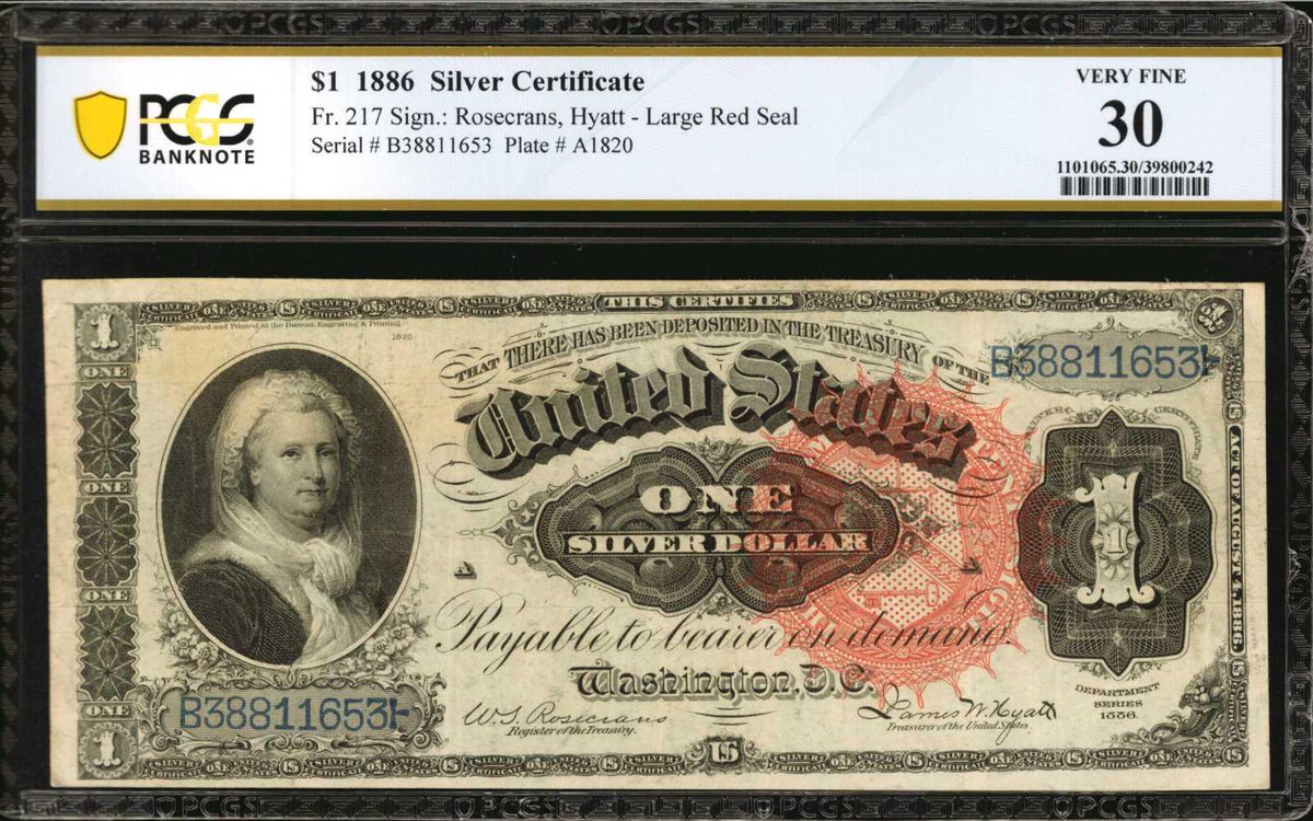 oldpapermoney's tweet image. Martha Washington Silver Certificates...

1886 $1 with Large Red Seal
1891 $1 with Small Red Seal

#numismatics #history #PCGSBanknote @PCGScoin #USA🇺🇸