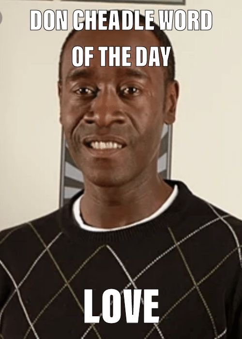 DonCheadleWord's tweet photo. Don Cheadle Word of the Day, Friday Aug. 21 — Love https://t.co/JRKKZ3gdu9