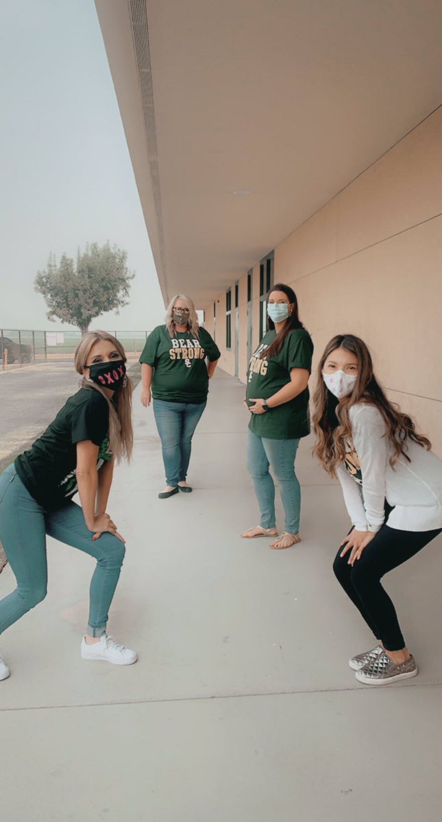 knowitnalls_rob's tweet photo. The SpEd team at Summit Collegiate (including our newest member, due in December) has spirit! We’re ready to support our students, no matter the distance! 💛🐻💚 #SummitStrong #SpEdteamcandoVIRTUALLYanything https://t.co/fBoufUEUH2