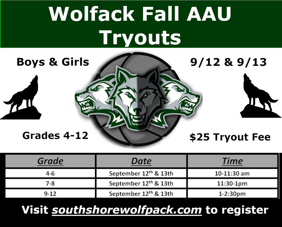 WolfPackHoops's tweet photo. Wolfpack Fall Tryouts Start September 12th. Boys and Girls grades 4-12. For more info or to register visit: https://t.co/6jSxQvNwp2 https://t.co/Bpb03v1dvi