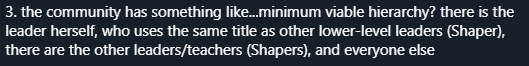 3. ruthless pragmatism about how humans *actually are* is a running theme in the books, and this point is, maybe, a possible answer to the "tyranny of structurelessness" problem (link below, highly recommend)  https://www.jofreeman.com/joreen/tyranny.htm