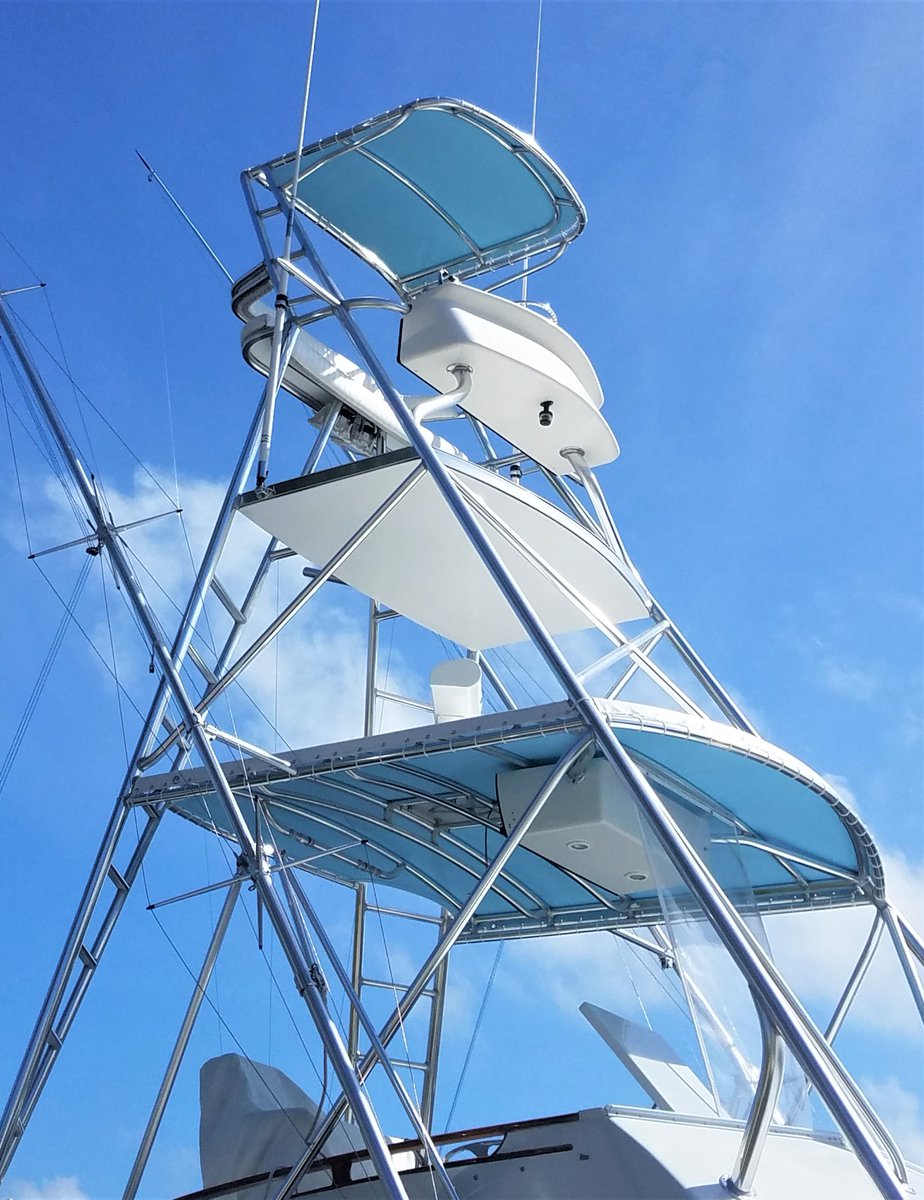 bluewatercanvas's tweet photo. T - Top Recover in Sky Blue #Sunbrella for a 2006 Twin-Vee. It was a windy day so the install was a bit challenging but of course, we got you covered! #BWC #PompanoBeach https://t.co/WZlBbs95nr