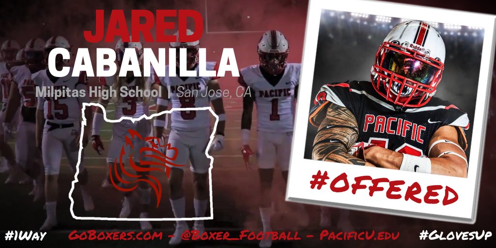 CabanillaJared's tweet photo. Blessed to receive my second offer from Pacific University! @CoachJCraft @Boxer_Football #1WAY #GOBOXERS https://t.co/kfv0RVqB8A