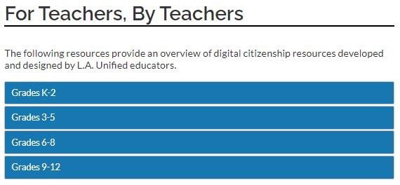 LAUSD_EdTech's tweet photo. [RESOURCE]: Looking for #DigCit lessons for @LASchools teachers BY LAUSD teachers? Look no further than these expertly designed lessons by @LAUSD_Achieve ITFs: https://t.co/XKXSKndWup

#DigCitCommit #K12tech #K12chat #EdTech #EdChat https://t.co/mkhNDNc2OM