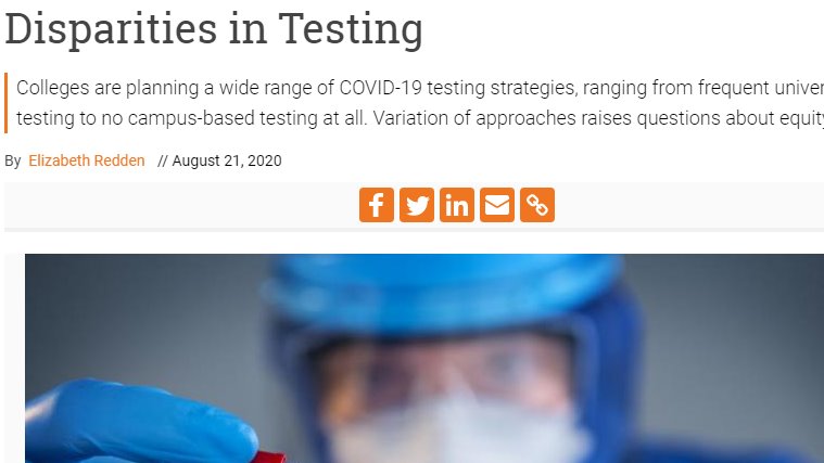 NeomaMullens's tweet image. "They found colleges with bigger endowments and higher academic rankings were more likely to plan on testing than less resourced and lower-ranked institutions, and that private colleges were more likely to plan on testing than public institutions."  #nothingnew #momoneynoproblem