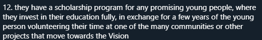 12. this is a potent attractor, a good pipeline for new members who aren't just children raised in the community, a good deal for a group that has money but needs talentand, yes, somewhat manipulative to pull young people into communities during their formative years