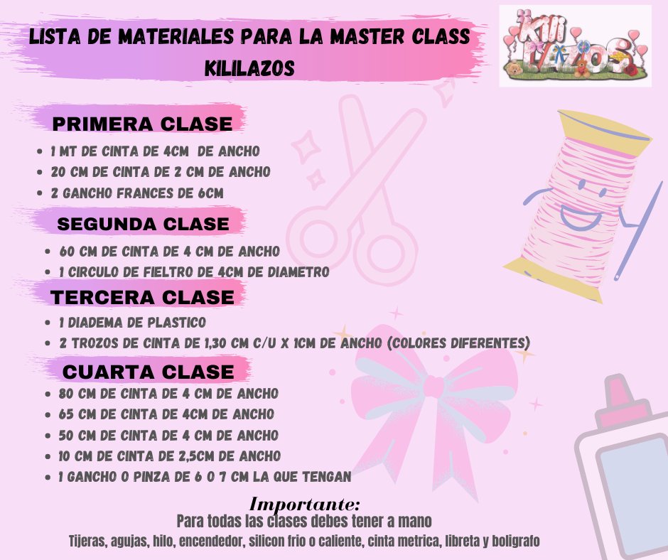 kililazos's tweet photo. Lista de Materiales para la Master Class https://t.co/kd5UB9uFp5