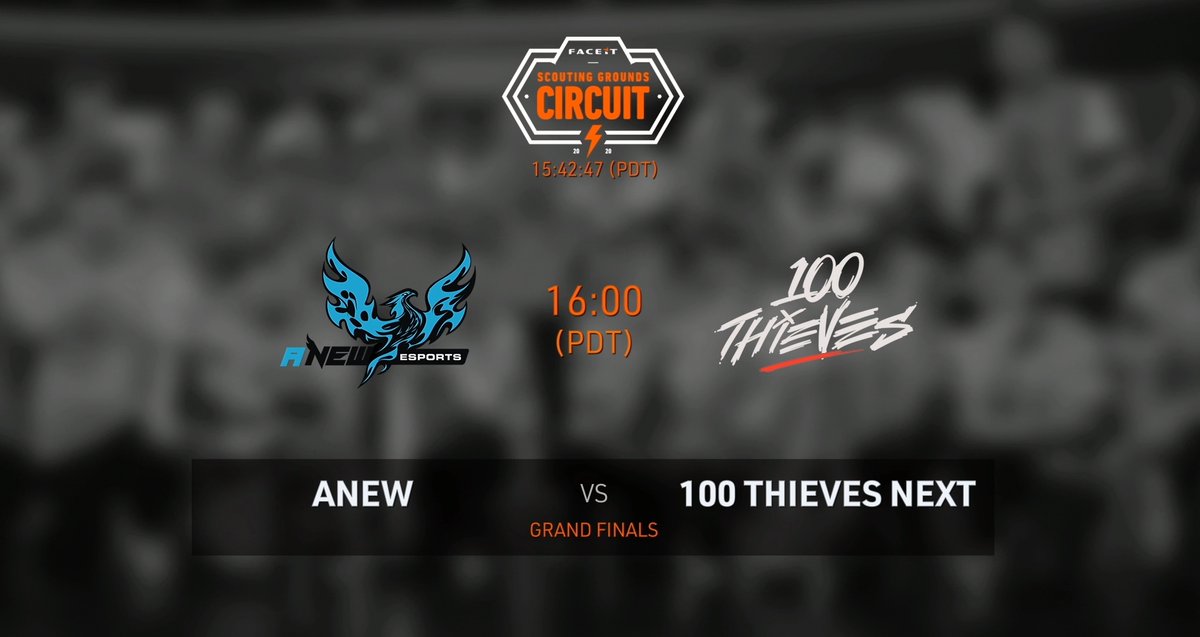 It's Championship Sunday, and we're live with the Scouting Grounds Circuit Grand Final🏆

<a href="/ANEWesports/">ANEW Esports</a> vs. <a href="/100Thieves/">100 Thieves</a> Next

It's time to crown a champion!👑

📺twitch.tv/faceittv