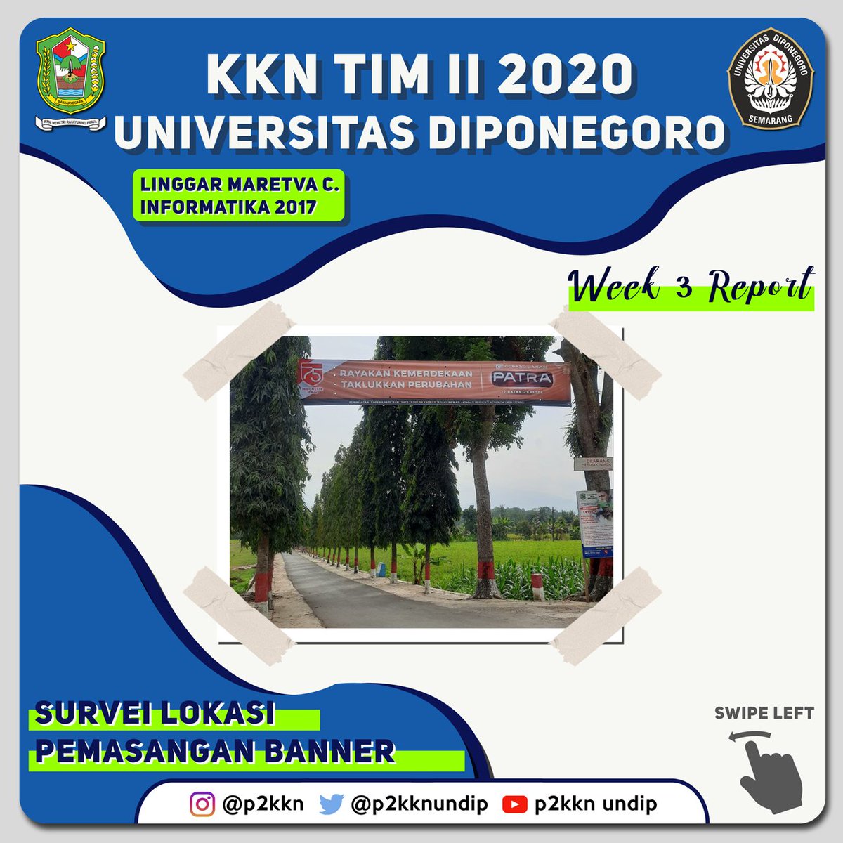 LMaretva's tweet photo. [KKN TIM II UNDIP 2020]
Report Pekan ke-3

@P2KKNundip

#KKNtimIIperiode2020 #p2kknundip #lppmundip #undip #kknundip https://t.co/T1qxY65ySf