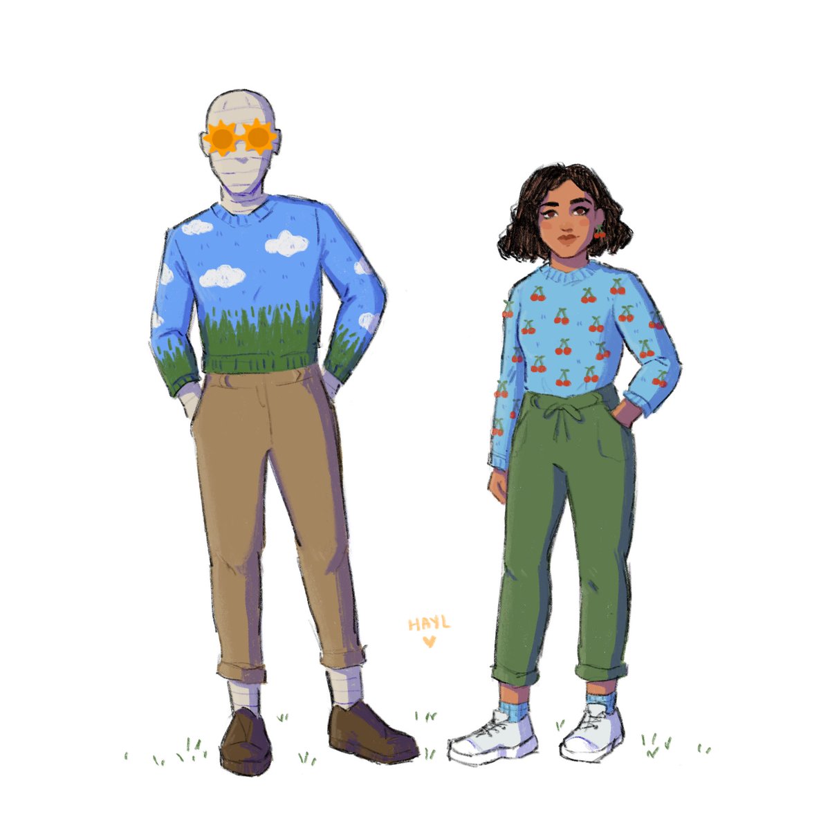 haylsketches's tweet photo. larry and jane in lirika matoshi’s knit sweaters ☁️🍒 #doompatrol #dcufanart #kaychallis #larrytrainor https://t.co/wtexgeQ47F