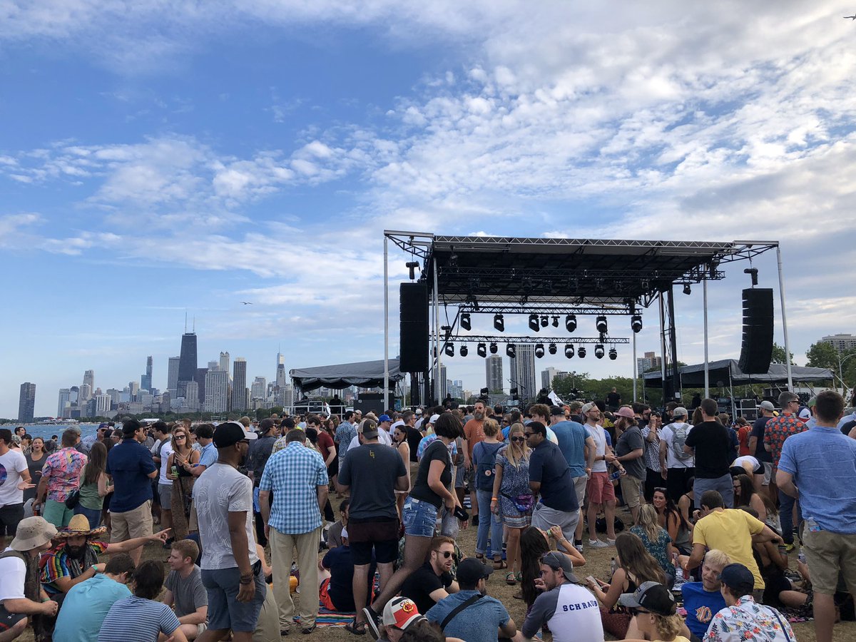 Out of downtown and heading north along the lakeshore path we have The Lakefront Green, venue #29. Only one show here for me and for most of us,  @umphreysmcgee. It was a beautiful night with friends and music and beverages, with the most scenic backdrop of the Chicago skyline. &ndash; bei  The Rocks at Fullerton Beach