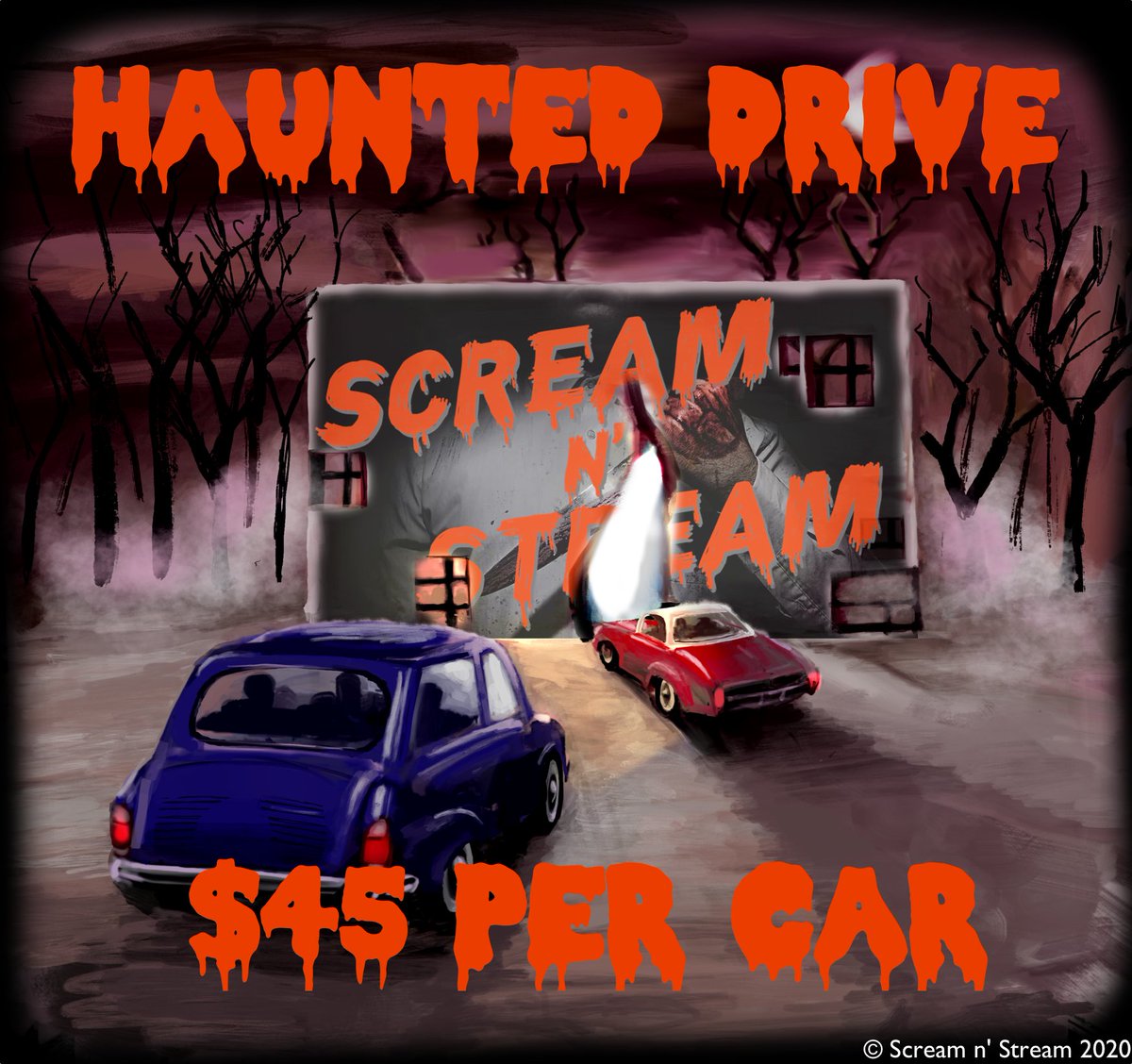 screamnstream's tweet image. Like &amp;amp; RT this for your chance to win ONE VEHICLE ADMISSION with EXPRESS LANE entry for any night of our Drive-Thru Haunt.

We'll pick and announce 1 lucky winner on August 14 at 8PM.

If you don't win, don't fret. You can always get presale tickets here: tinyurl.com/hauntdrive