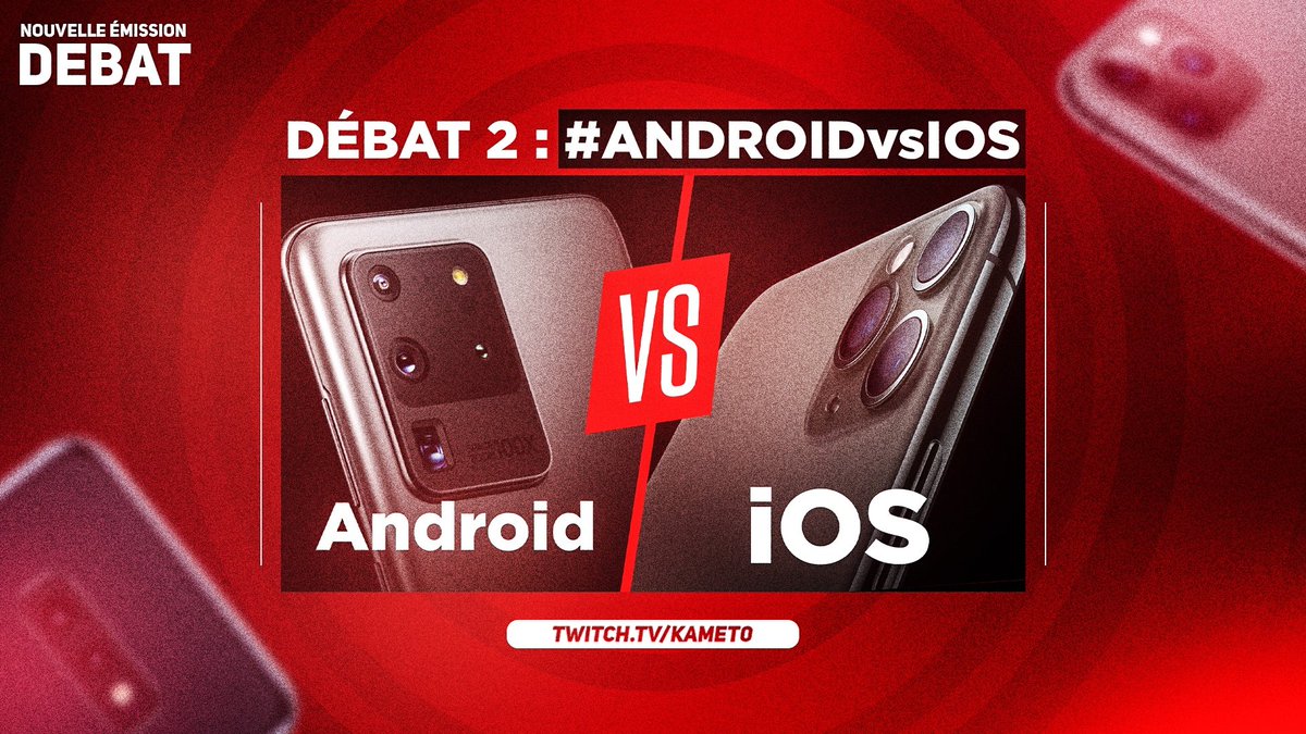 KametoTV's tweet image. 🔴 On enchaîne sur le second débat de la soirée : Android vs iOS 📱

Et vous, plutôt Team iOS ou Team Android ? #ANDROIDvsIOS 

▶️ twitch.tv/kamet0